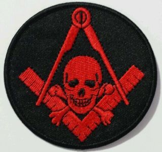 Freemason Masonic Black And Red With Skull Iron On Patch