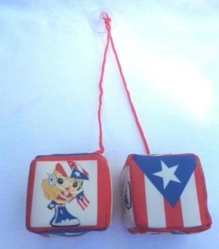 Puerto Rico Flag & Diva Car Mirror 2 Dice Boricua Girl Bandera Rican Hanging Car