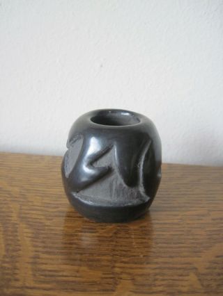 Vintage 1980 Angela Salazar Native American Santa Clara Pottery Incised Vase