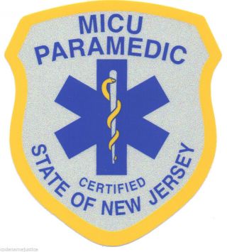 Jersey Certified Micu Paramedic Highly Reflective 2 1/2 " X 3 1/4 " Decal