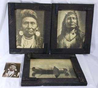 Vintage Native American Chief Joseph - Photo Print Set Of 3 Framed Prints 1903