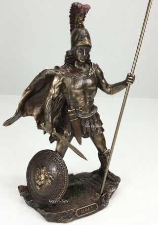 13 " Mars God Of War Greek Mythology Sword & Spear Statue Sculpture Bronze Finish