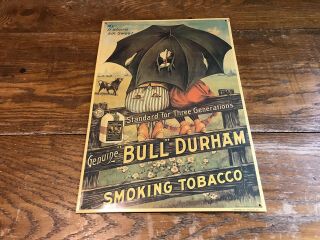 Vintage Bull Durham Smoking Tobacco Embossed Store Advertising Tin Sign Aaa Ohio
