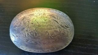 1965 Porterville Roundup Gold Over Sterling Calf Roping Belt Buckle Rodeo