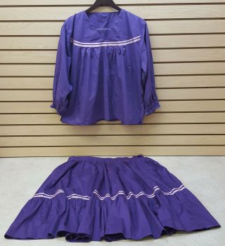 Homemade Xl Purple Cotton Native American Indian Ribbon Skirt & Shirt Set