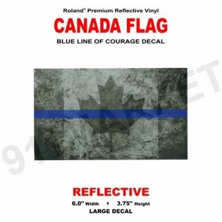 Blue Line Canadian Flag Reflective Decal Large Sticker Canada Police Leo - T 41