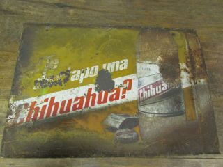 Old Chihuahua Mexican Beer Sign 2 - Restaurant Bar - Vintage - 26x19 In.  - Two Sided