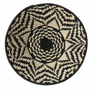 Black Starburst Design Fruit Or Display African Basket Handwoven Home Decor