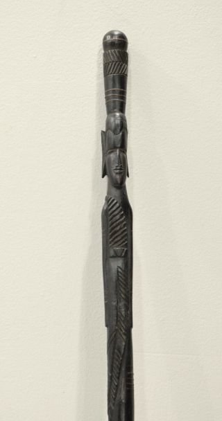 African Walking Stick Carved Ebony Wood Gogo Tribe