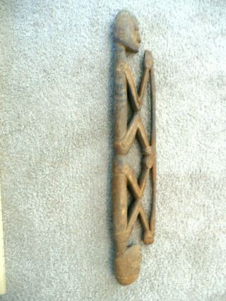 Vintage Hand Carved Wooden African Tribel 30 " 2 Headed Staff Wall Decor