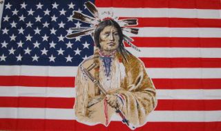3x5 Ft U.  S.  A Native American Indian Flag