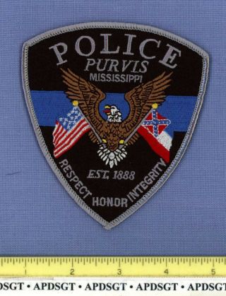 Purvis Mississippi Sheriff Police Patch Thin Blue Line