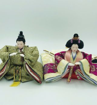 Vintage Japanese Hina Festival Doll Set Emperor And Empress