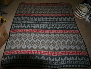 Vintage Wool Camp Blanket In S.  West Native American Pattern 72 " X 64 ".