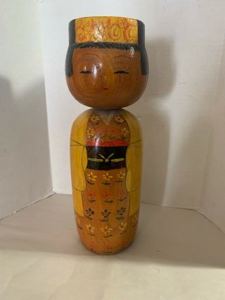 Kokeshi Japanese Large Vintage Wooden Doll 12 " X 3 " Signed