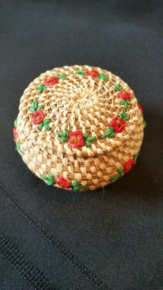 Coushatta / Koasati Tribe Basket Of Coiled Pine Needles