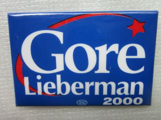 Gore/lieberman 2000 Campaign Pin Button Political 2 " X3 " Ships