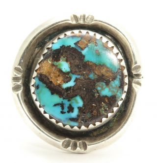 Vintage Native American Navajo Sterling Silver Old Pawn Bisbee Turquoise Ring