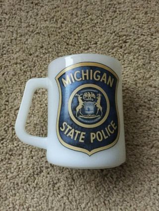 Vintage 1960s Michigan State Police Coffee Mug - Federal Glass -