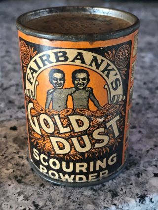 Gold Dust Twins Scouring Powder Sample Tin.  Black Americana