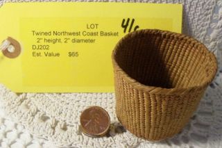 Northwest Coast Native American Indian Twined Miniature Basket 2 " Tall