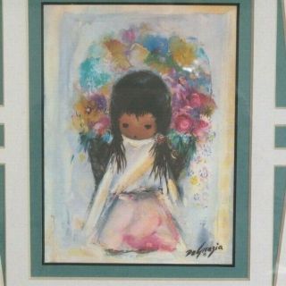 Ted Degrazia Flower Girl Framed Print Cataloged & Numbered & Titled
