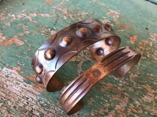 2 Old Style Classic Greg Lewis Acoma / Laguna Pueblo Copper Bracelets N R