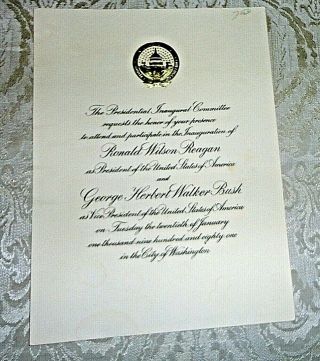 Ronald Reagan,  George H Bush Inaugural Invitation