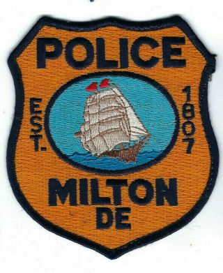 Milton (sussex County) De Delaware Police Patch - Brown & White Ship