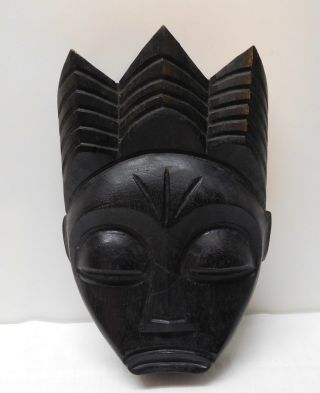 Wood Face Mask Hand Carved Black Marked J Lopez Cuba 2