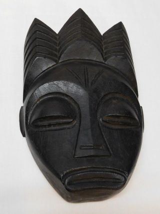 Wood Face Mask Hand Carved Black Marked J Lopez Cuba 3