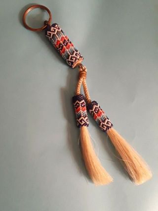 Native American Beaded Key Chain Horse Hair