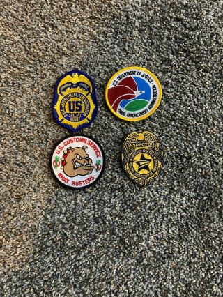4 Federal Agency Police Patches.  Dea,  Customs