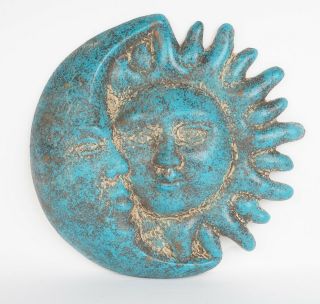 Eclipse Clay Sun - Mexican Folk Art - Handmade - Hand Painted - Garden - 12 Inch - Turquoise