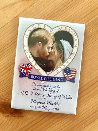 Commemorative Royal Wedding Magnet - Hrh Prince Harry And Meghan Markle 2018