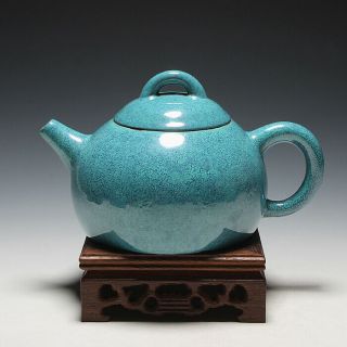 Oldzisha - Classical China Yixing Zisha Pottery Old 450cc Blue Glazed Teapot