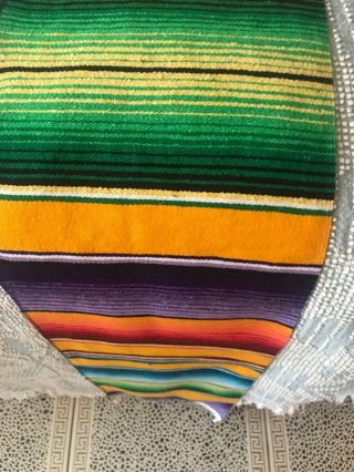 Vintage Vibrant Finely Woven Mexican Saltillo Serape Blanket Rug Runner 75x11 1