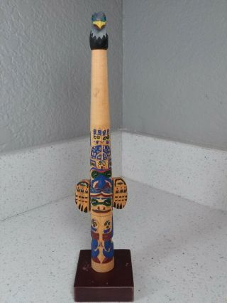 Rare Exceptional Inuit,  Aboriginal Hand Carved Painted Wood Totem Pole N.  W.  Coast