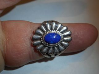 Vintage Navajo Sterling Silver & Blue Lapis Lazuli Ring Size 7 Native American