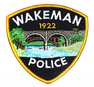 Wakeman Ohio Oh Sheriff Police Patch Stone Bridge River Waterfall