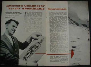 Hillary Everest Himalayas Search Bigfoot Yeti Sasquatch 1960 Pictorial