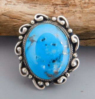 Sarah Chee Large Vintage Navajo Sterling Turquoise Ring - Size 7.  75 - 13,  Grams