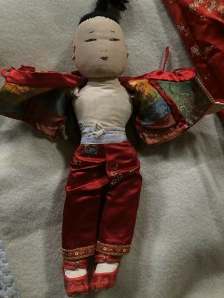 Vintage Mid - Century ADA LUM Chinese Cloth Doll silk brocade opera dress robe 3