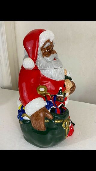 African American Santa Claus Cookie Jar Black Americana Toy Bag JCPenney 1990’s 2