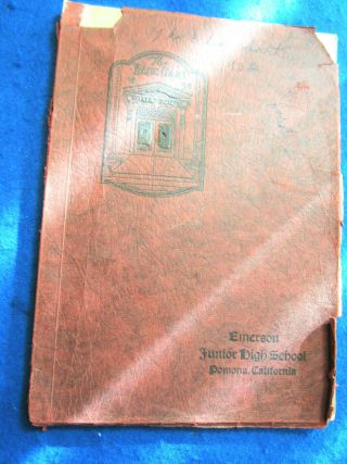 Year Book,  1932 " The Blue Dart " (emerson Junior High School) Pomona,  California