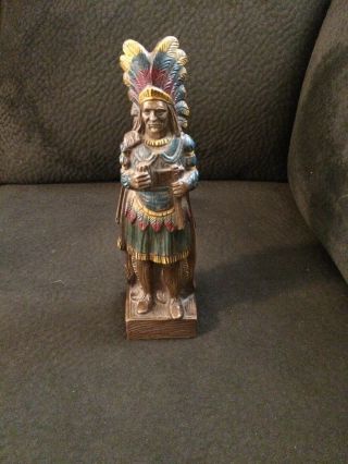 American Indian Chief Cigar Statue Chalkware Folk Art Figure