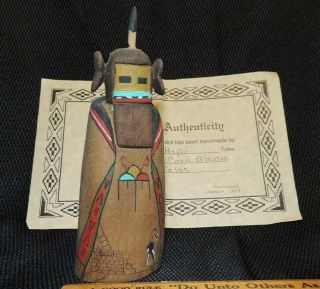 Pre - Owned Hopi Signed Veoma Talas Kachina Yellow Corn Maiden 6 - 1/4 " Tall
