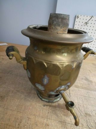 Vintage Brass Russian Samovar 12 Inch Tea Kettle,  Solid Brass -