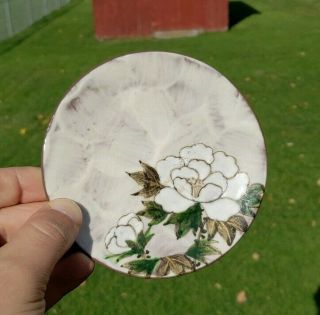 Vintage Japanese Banko Ware Pottery Enameled Plate Dish With Flowers