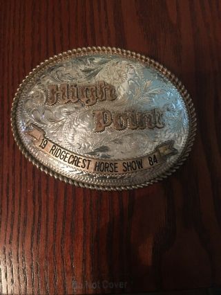 Vintage 1984 Horse Show Rodeo Trophy Buckle Sterling Silver